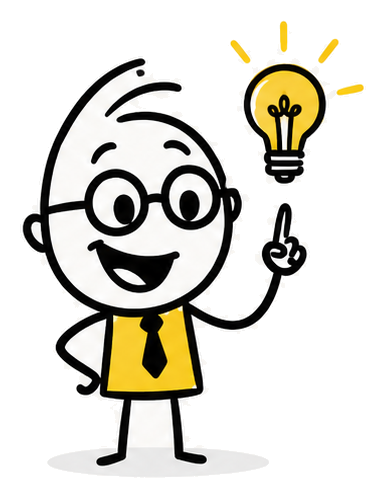 Lumo zeigt eine Idee mit Glühbirne