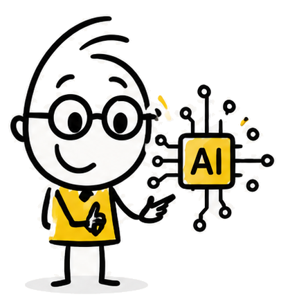 Lumo zeigt auf ein KI-Symbol